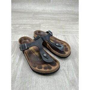 Birkenstock Gizeh Sandals EU 36 US 5 Black Birko Flor Thong Slip On Comfort